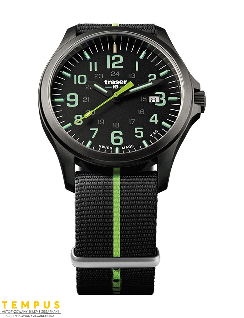 Zegarek sportowy, militarny męski Traser P67 Officer Pro GunMetal Black/Lime 107426 - Zegarki TRASER