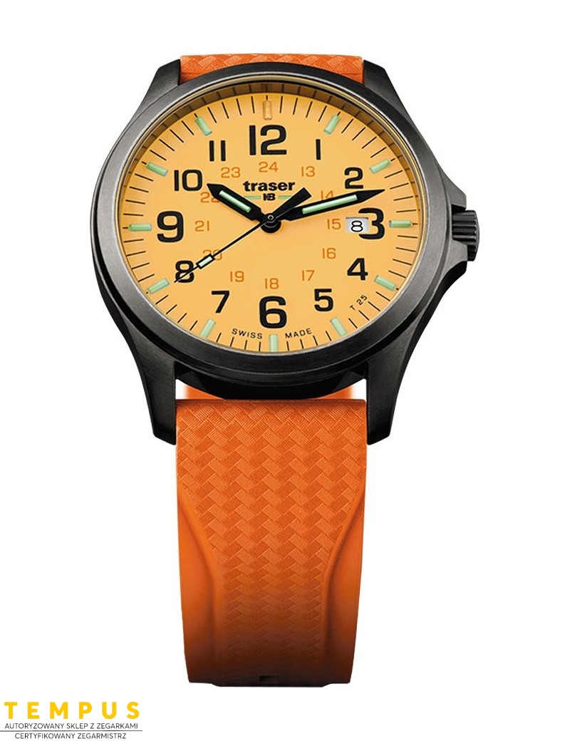 Zegarek sportowy, militarny męski Traser P67 Officer Pro GunMetal Orange 107423 - Zegarki TRASER