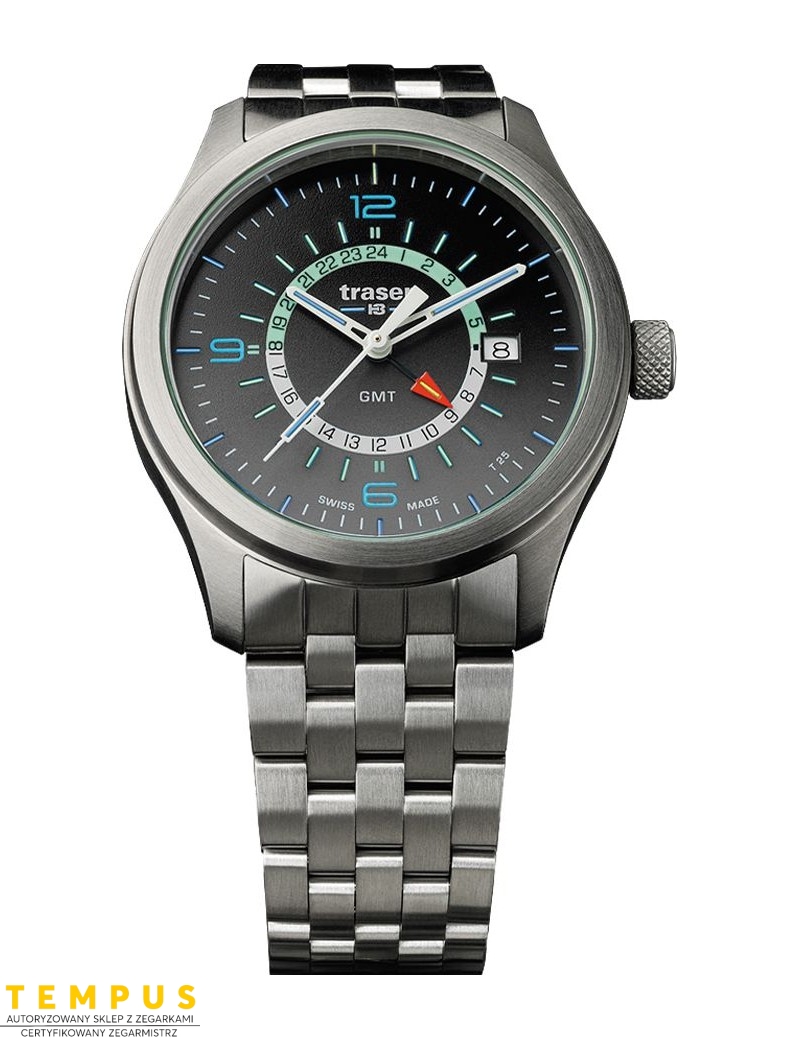 Zegarek sportowy, militarny męski Traser P59 Aurora GMT Anthracite 107232 - Zegarki TRASER