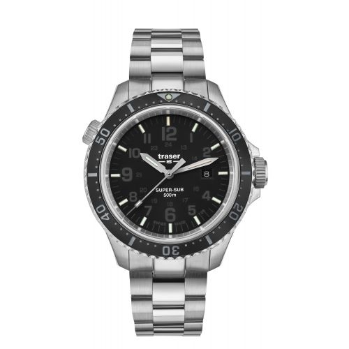 Zegarek sportowy, militarny męski Traser P67 SuperSub Black 109378 - Zegarki TRASER