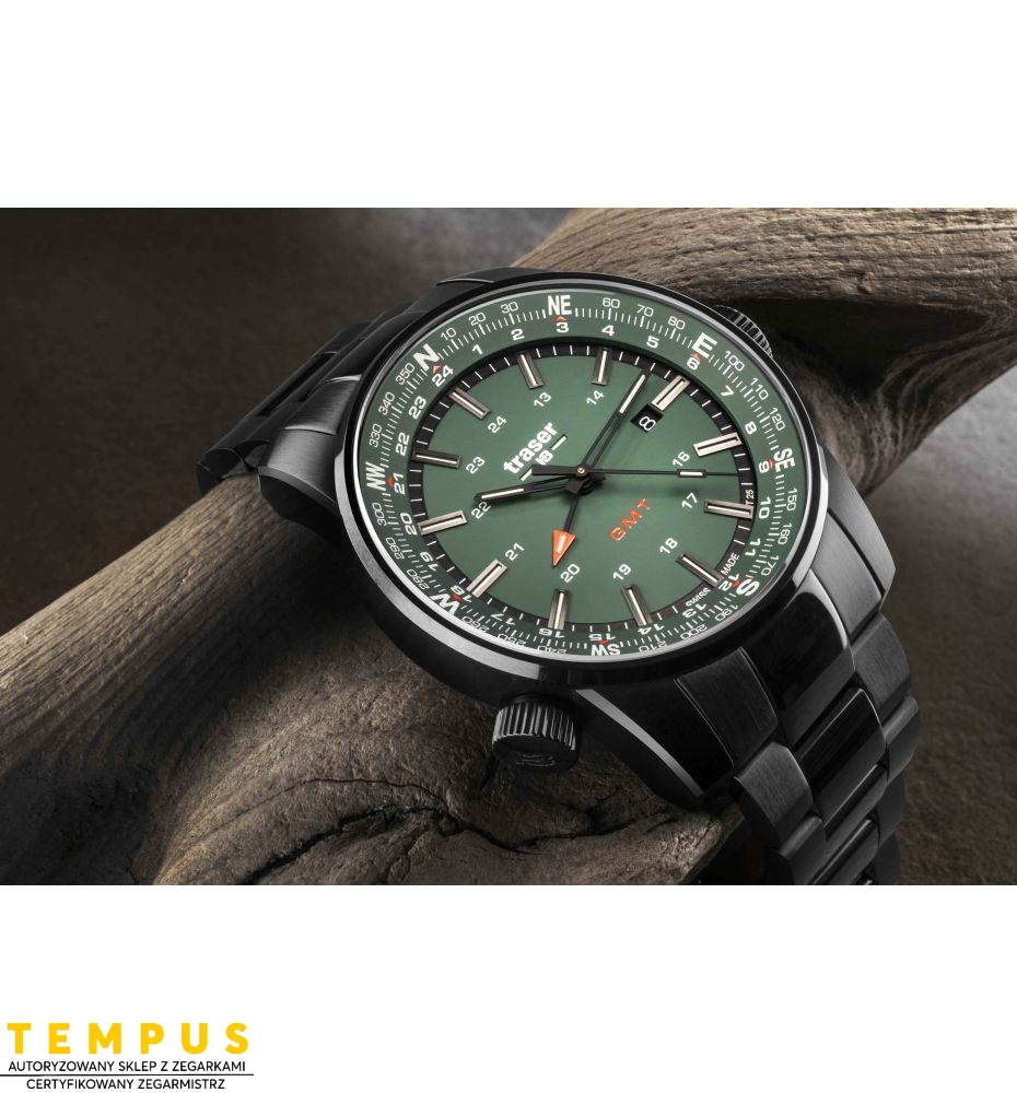  Zegarek Męski Traser P68 Pathfinder GMT Green 109525 - Tempus