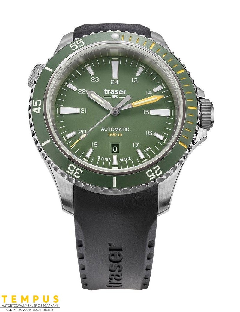 Zegarek sportowy, militarny męski Traser P67 SuperSub Diver Automatic Green T25 110326 - Zegarki TRASER Zegarek sportowy, militarny męski Traser P67 SuperSub Diver Automatic Green T25 110326 - Zegarki TRASER