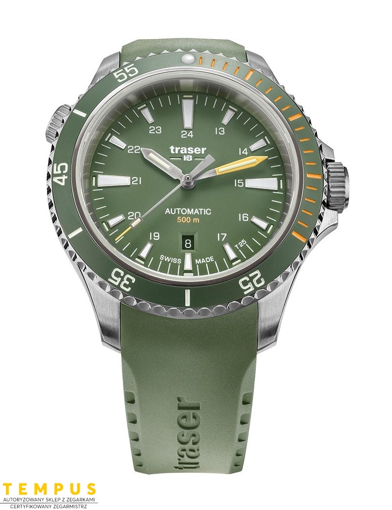 Zegarek sportowy, militarny męski Traser P67 SuperSub Diver Automatic Green T25 110327 - Zegarki TRASER Zegarek sportowy, militarny męski Traser P67 SuperSub Diver Automatic Green T25 110327 - Zegarki TRASER
