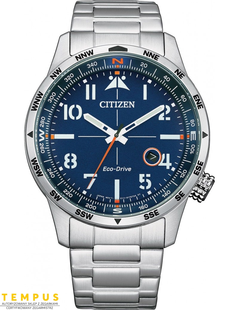 Zegarek lotniczy męski Citizen PILOT BM7550-87L na bransolecie Zegarek lotniczy męski Citizen PILOT BM7550-87L na bransolecie