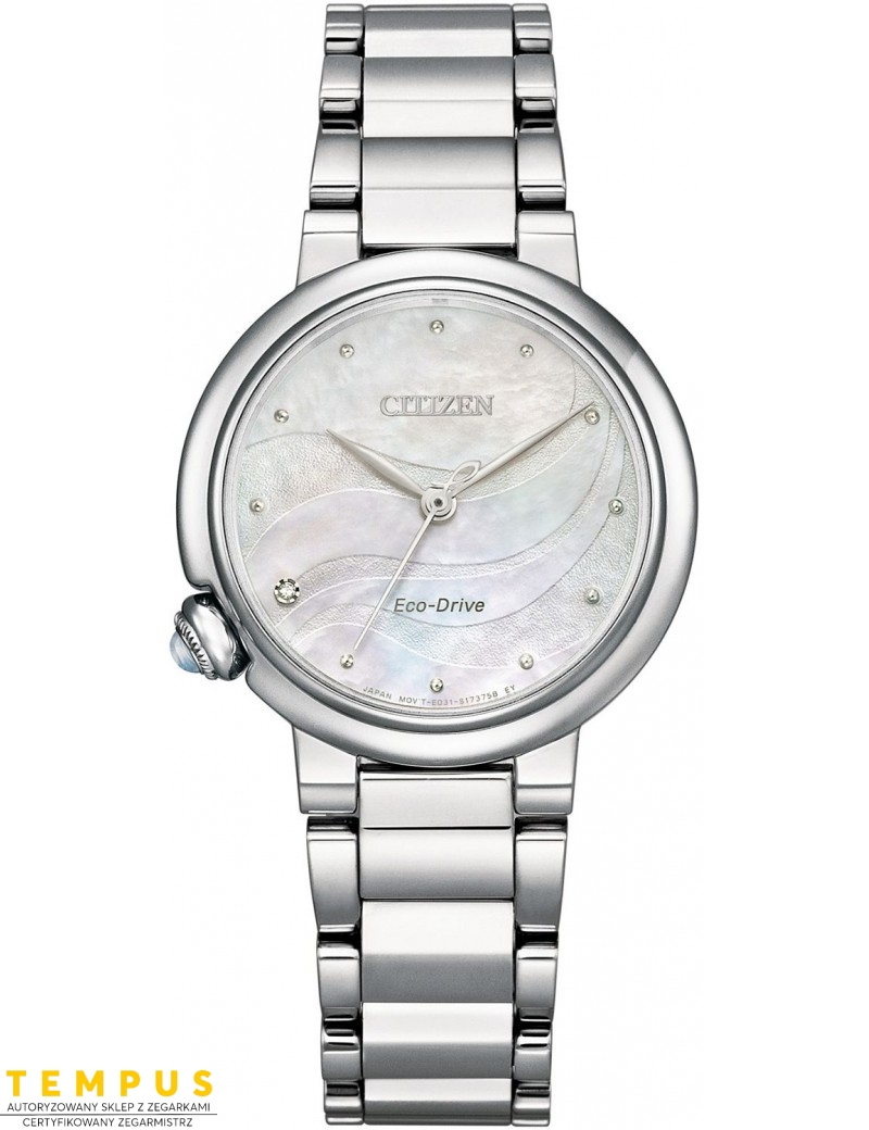 Zegarek klasyczny, elegancki damski Citizen Lady EM0910-80D na bransolecie