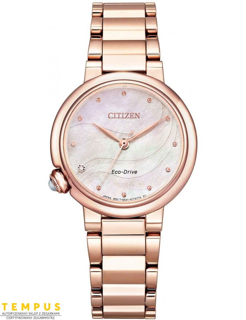 Zegarek klasyczny, elegancki damski Citizen Lady EM0912-84Y na bransolecie