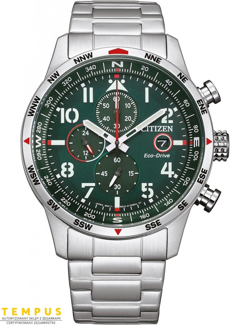 Zegarek lotniczy męski Citizen PILOT Chronograf CA0791-81X Eco Drive na bransolecie Zegarek lotniczy męski Citizen PILOT Chronograf CA0791-81X Eco Drive na bransolecie