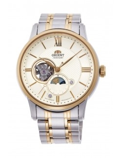 Zegarek klasyczny, elegancki męski Orient Sun & Moon Automatic RA-AS0007S10B Open Heart - Zegarki ORIENT