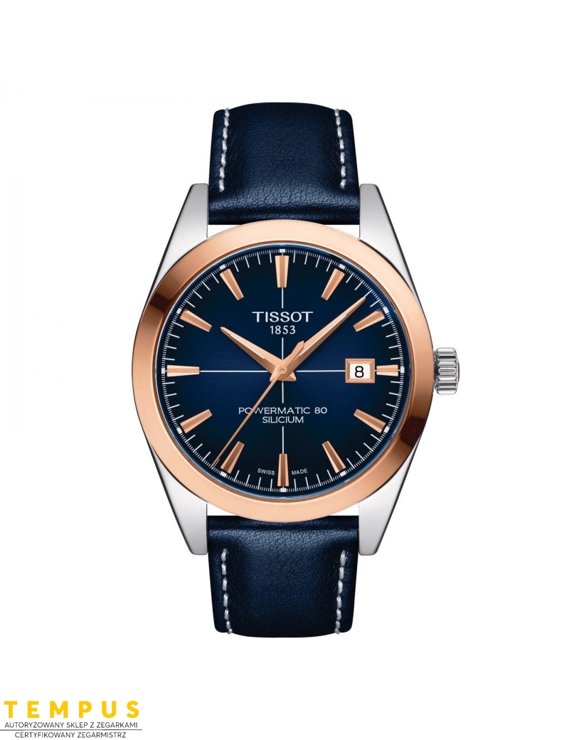 Tissot Gentleman Powermatic 80 Silicium Solid 18K GOLD BEZEL T927.407.46.041.00 - Zegarki TISSOT