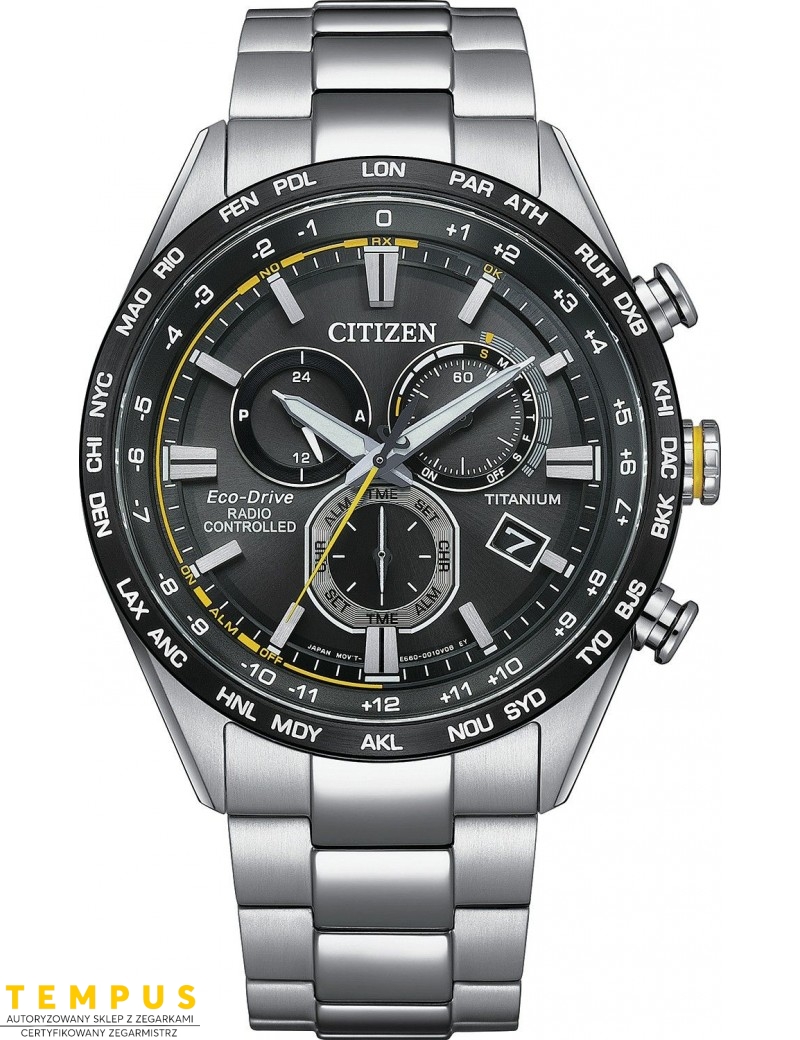 Zegarek sportowy męski Citizen Radio Controlled Super Titanium CB5947-80E na bransolecie