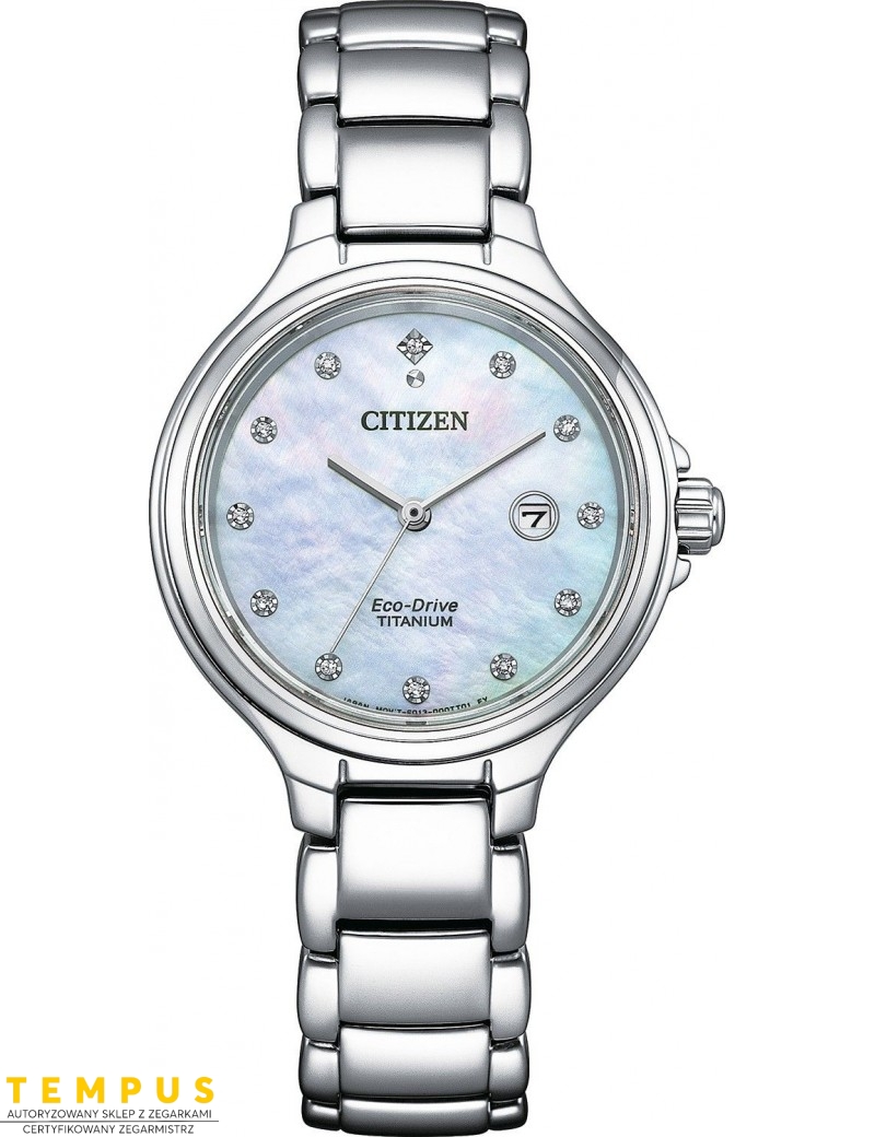 Zegarek klasyczny damski CITIZEN Eco-Drive Super Titanium EW2680-84D Lady na bransolecie