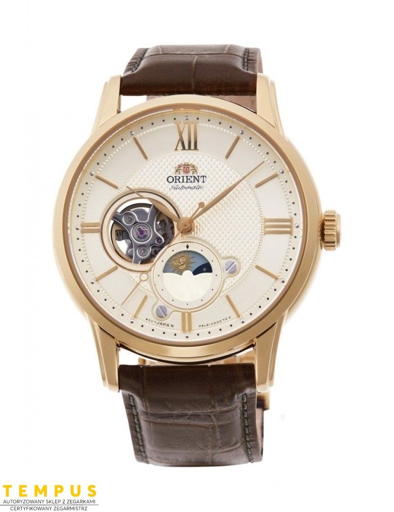 Zegarek klasyczny, elegancki męski Orient Sun & Moon Automatic RA-AS0010S10B Open Heart - Zegarki ORIENT Zegarek klasyczny, elegancki męski Orient Sun & Moon Automatic RA-AS0010S10B Open Heart - Zegarki ORIENT