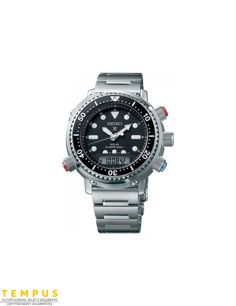 Zegarek sportowy męski Seiko Snj033P1 Prospex Sea Series Tuna Diver Solar Analog-Digital - Zegarki SEIKO