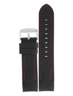 Pasek Vostok Europe Anchar - Skóra 5141 czarny z czerwonym p. błyszcząca kl.