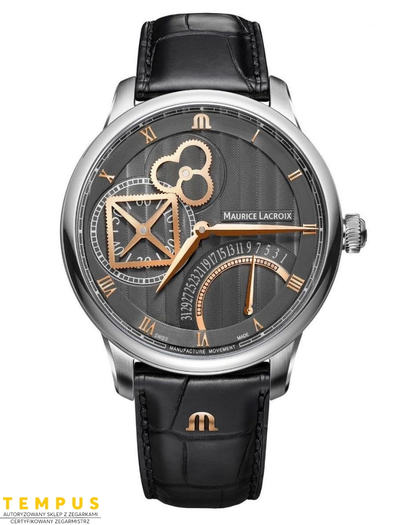 Zegarek klasyczny, elegancki męski Maurice Lacroix Masterpiece Square Wheel Retrograde MP6058-SS001-310-1 - Zegarki MAURICE LACROIX