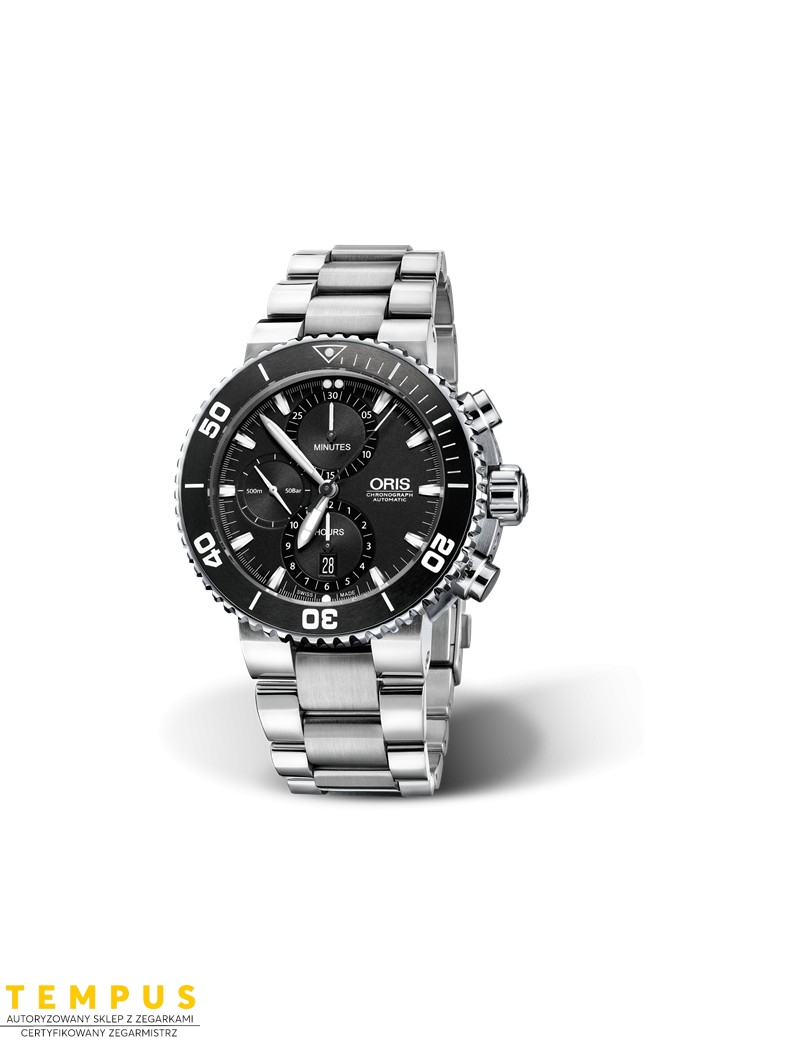 Zegarek sportowy męski Oris Aquis Chronograph 01 774 7655 4154-07 8 26 01Peb - Zegarki ORIS