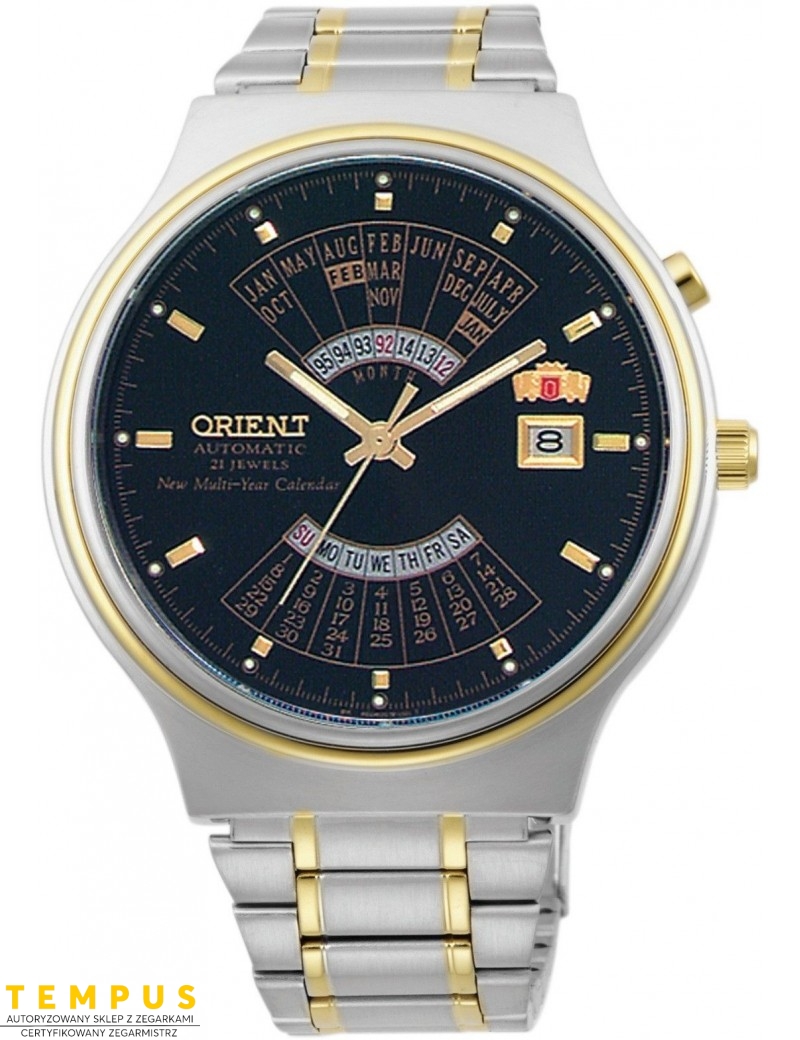 Zegarek klasyczny męski Orient FEU00000BW BIG Perpetual Calendar World Time Automatic - Zegarki ORIENT