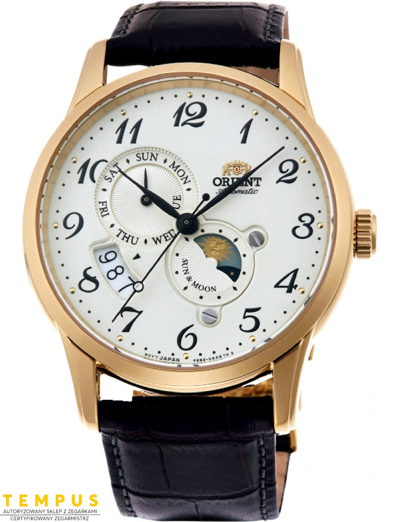 Zegarek elegancki męski Orient RA-AK0002S10B Sun & Moon Automatic - Zegarki ORIENT