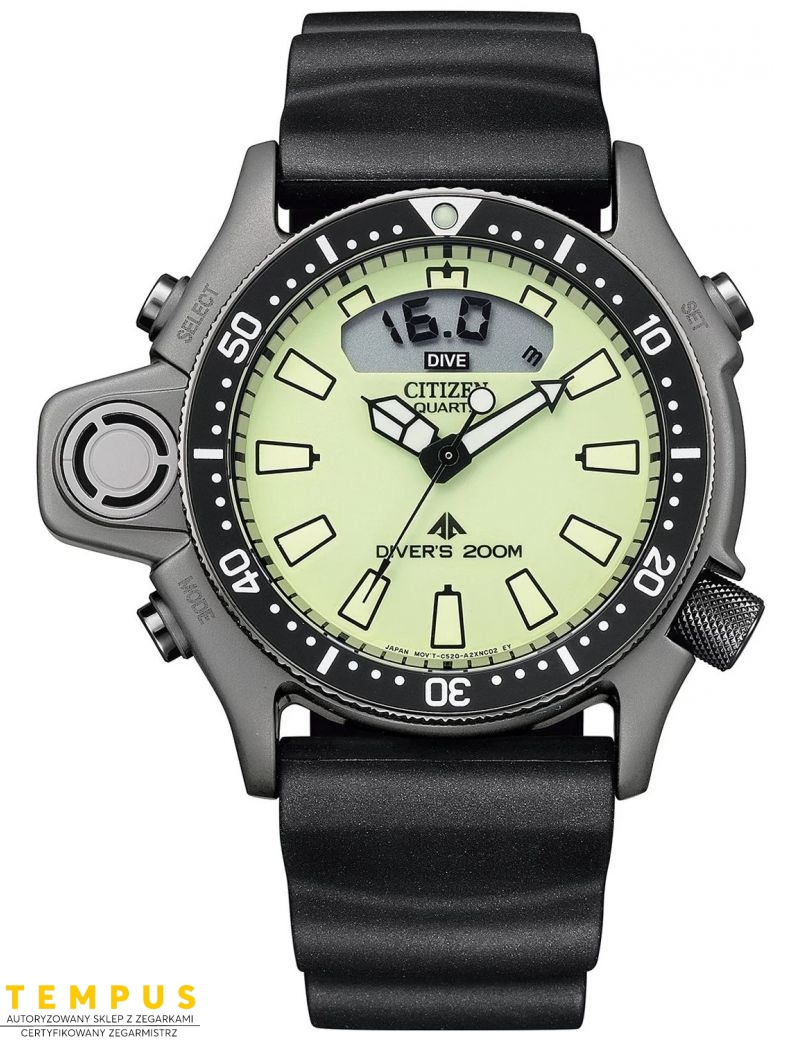 Zegarek sportowy męski Citizen Promaster Aqualand Diver JP2007-17W na pasku