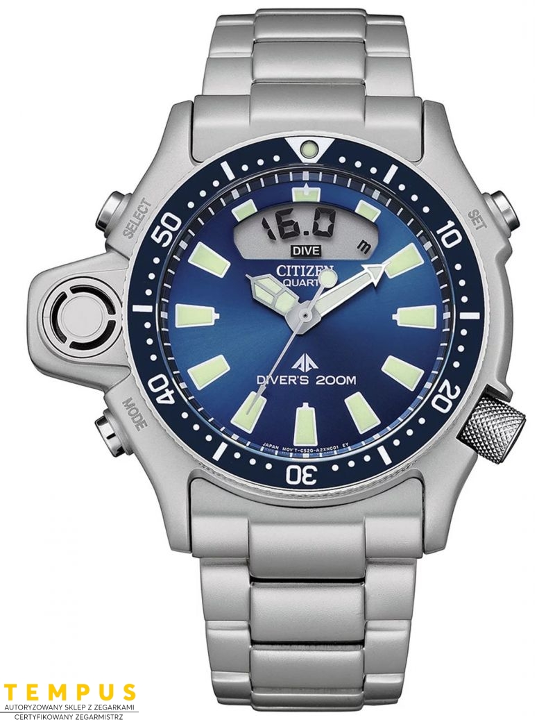 Zegarek sportowy męski Citizen Promaster Aqualand Diver JP2000-67L na bransolecie Zegarek sportowy męski Citizen Promaster Aqualand Diver JP2000-67L na bransolecie