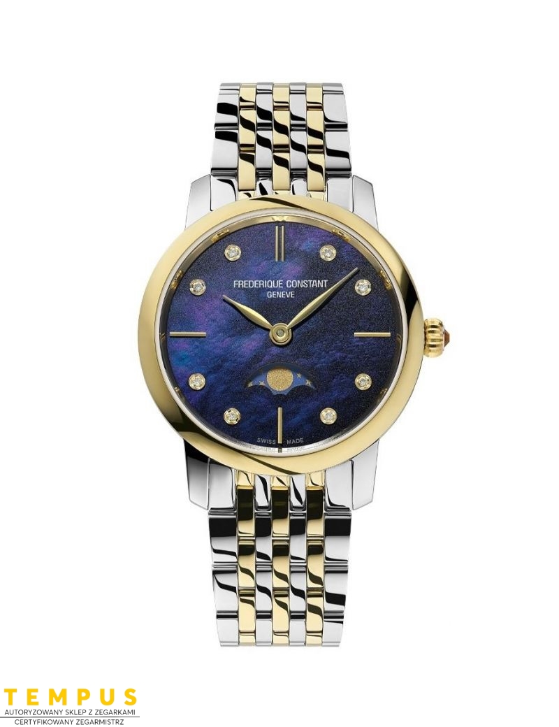 Frederique Constant Slimline Ladies Moonphase FC-206MPND1S3B Diamonds - Zegarki FREDERIQUE CONSTANT Frederique Constant Slimline Ladies Moonphase FC-206MPND1S3B Diamonds - Zegarki FREDERIQUE CONSTANT