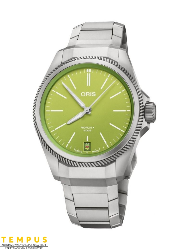 Zegarek klasyczny męski Oris Propilot X Kermit Edition Titanium 01 400 7778 7157-Set - Zegarki ORIS Zegarek klasyczny męski Oris Propilot X Kermit Edition Titanium 01 400 7778 7157-Set - Zegarki ORIS