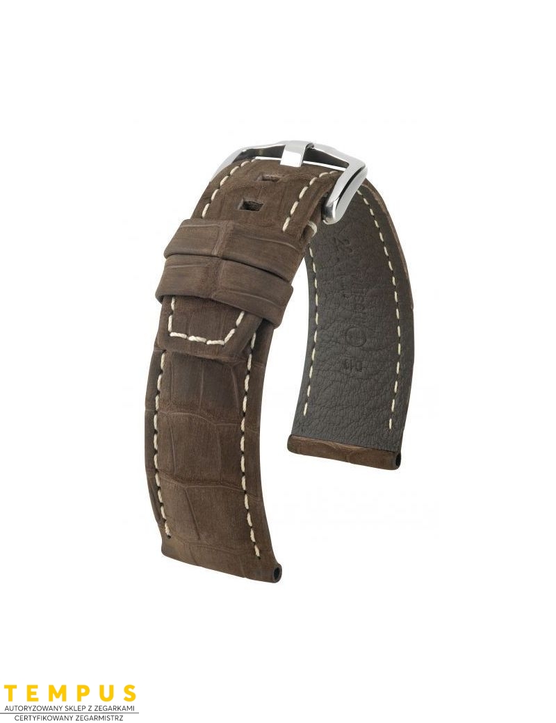 Pasek HIRSCH Tritone Alligator Nubuk L 08677018-2-22 ze skóry krokodyla 22 mm - HIRSCH - paski do zegarków Pasek HIRSCH Tritone Alligator Nubuk L 08677018-2-22 ze skóry krokodyla 22 mm - HIRSCH - paski do zegarków