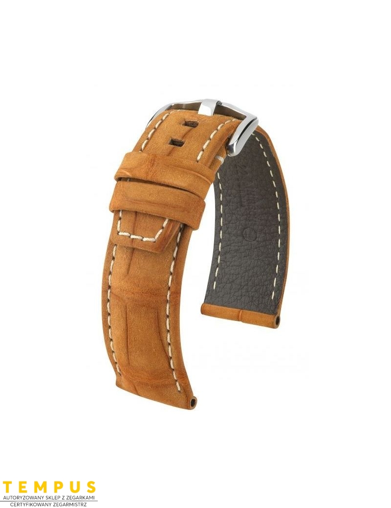 Pasek HIRSCH Tritone Alligator Nubuk L 08677078-2-24 ze skóry krokodyla 24 mm - HIRSCH - paski do zegarków