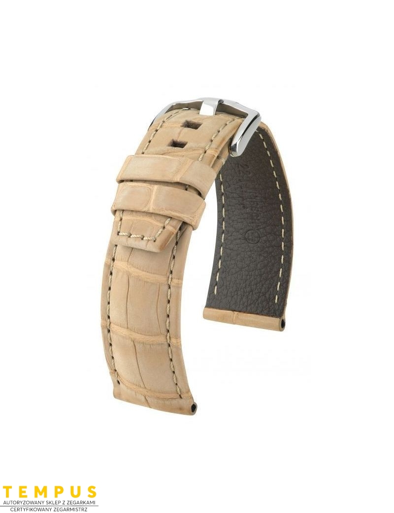 Pasek HIRSCH Tritone Alligator Nubuk L 08677090-2-22 ze skóry krokodyla 22 mm - HIRSCH - paski do zegarków Pasek HIRSCH Tritone Alligator Nubuk L 08677090-2-22 ze skóry krokodyla 22 mm - HIRSCH - paski do zegarków