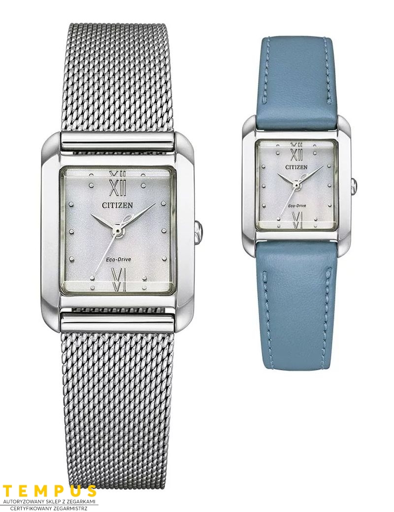 Zegarek klasyczny, elegancki damski Citizen Lady Square Set EW5590-62A na bransolecie Zegarek klasyczny, elegancki damski Citizen Lady Square Set EW5590-62A na bransolecie