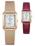 Zegarek klasyczny, elegancki damski Citizen Lady Square Set EW5593-64D na bransolecie