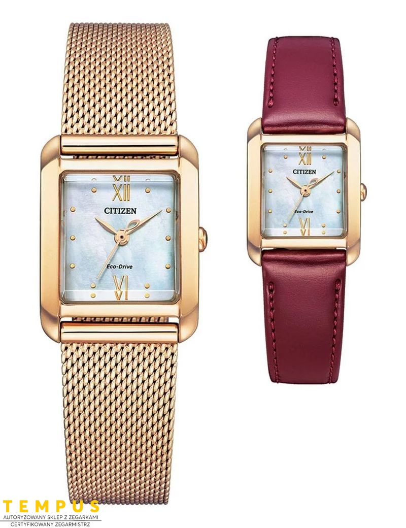 Zegarek klasyczny, elegancki damski Citizen Lady Square Set EW5593-64D na bransolecie Zegarek klasyczny, elegancki damski Citizen Lady Square Set EW5593-64D na bransolecie