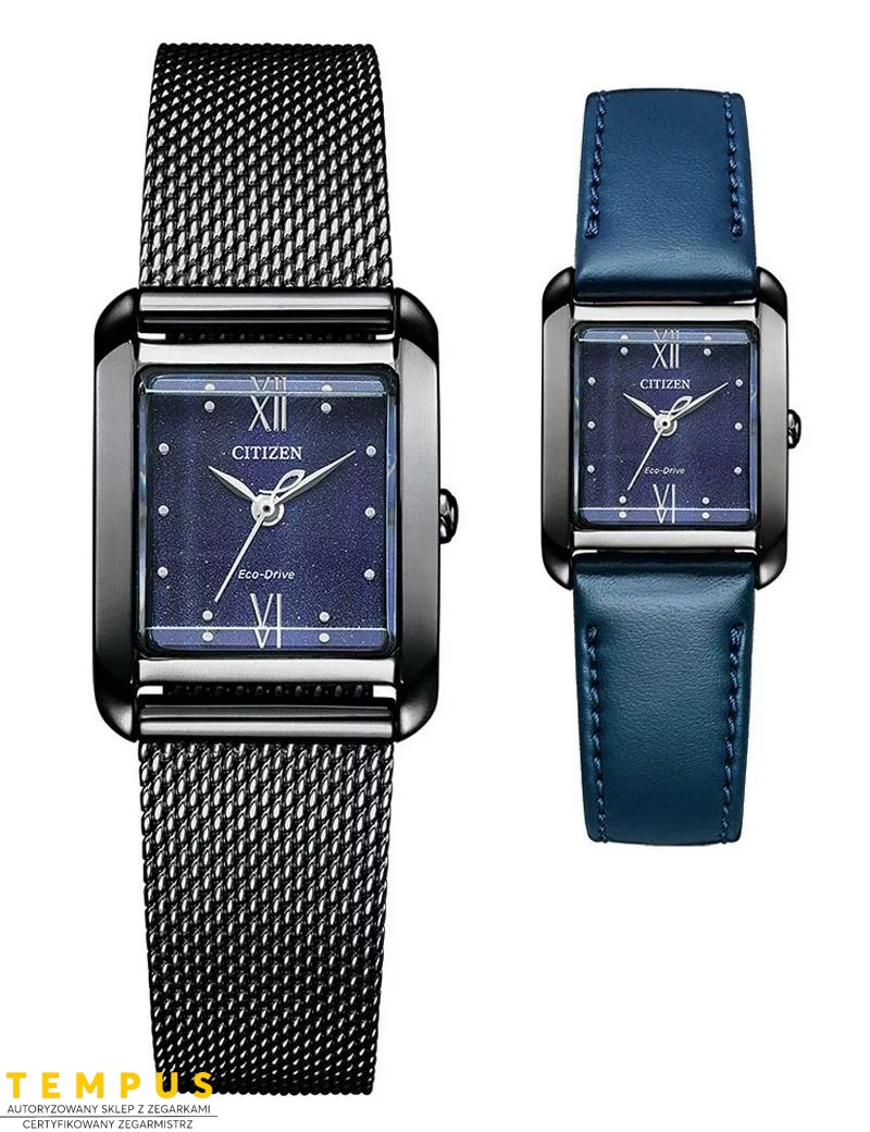 Zegarek klasyczny, elegancki damski Citizen Lady Square Set EW5597-63L na bransolecie Zegarek klasyczny, elegancki damski Citizen Lady Square Set EW5597-63L na bransolecie