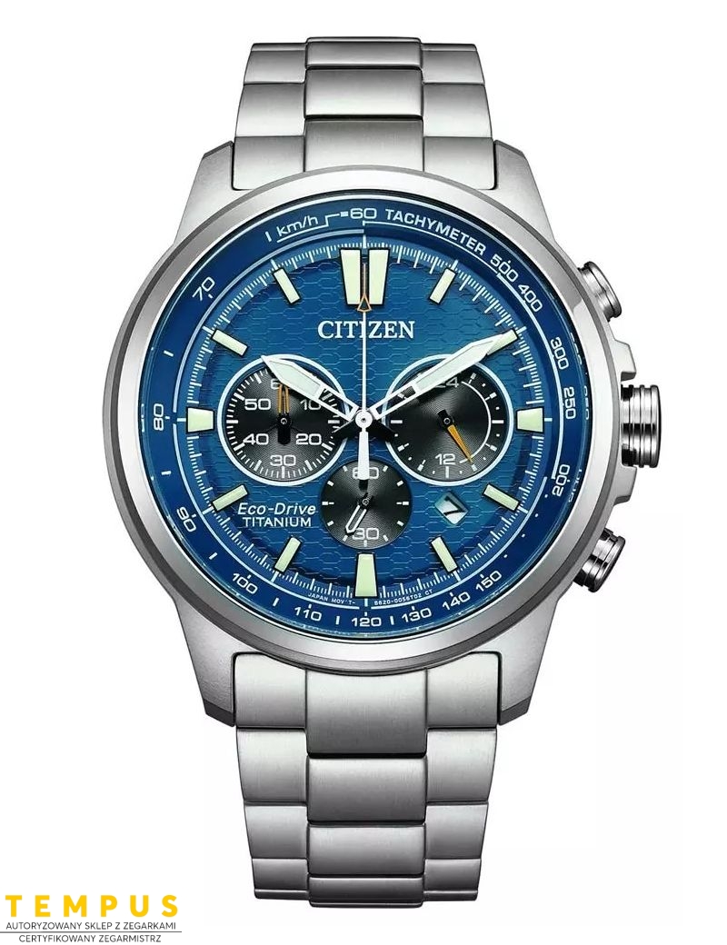 Zegarek sportowy męski Citizen Racer Chronograph Super Titanium CA4570-88L Blue na bransolecie Zegarek sportowy męski Citizen Racer Chronograph Super Titanium CA4570-88L Blue na bransolecie