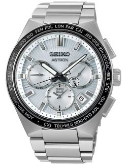 Zegarek sportowy męski Seiko Astron Ssh117J1 Sunray Silver Lining GPS Solar - Zegarki SEIKO