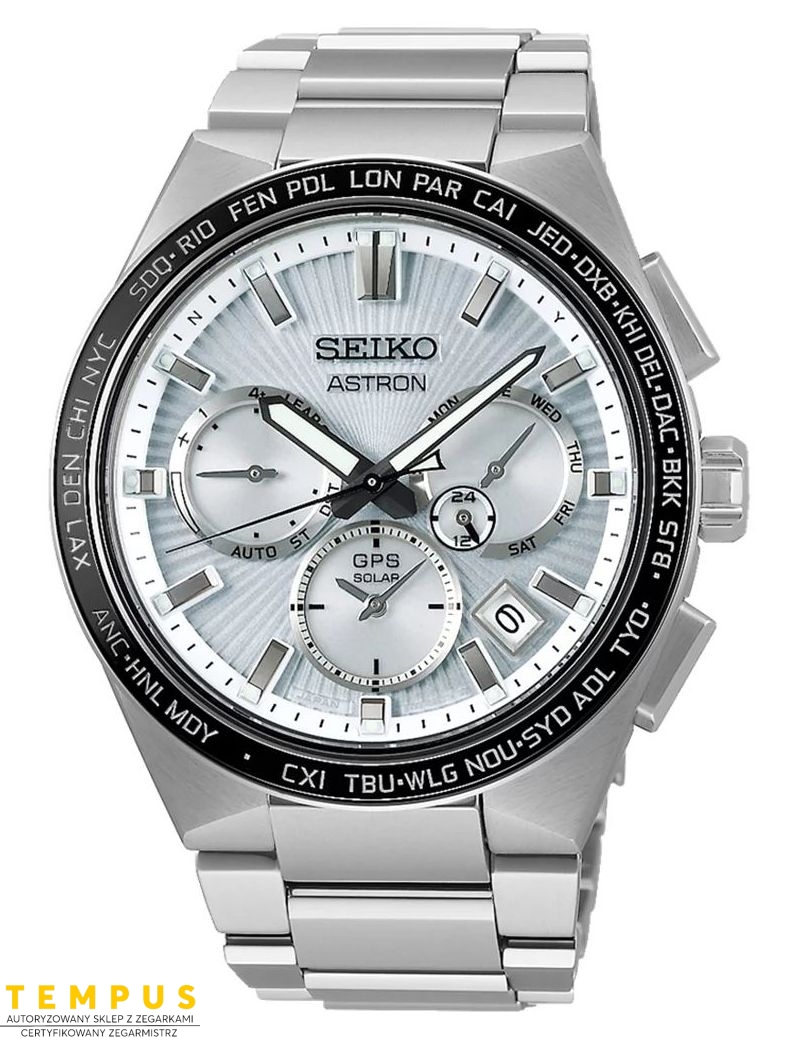 Zegarek sportowy męski Seiko Astron Ssh117J1 Sunray Silver Lining GPS Solar - Zegarki SEIKO