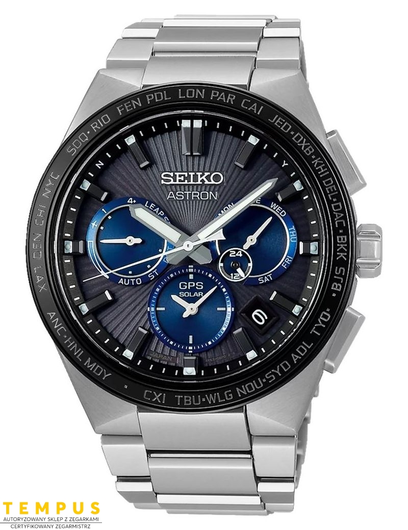 Zegarek sportowy męski Seiko Astron Ssh119J1 Sunray Dark Night GPS Solar - Zegarki SEIKO