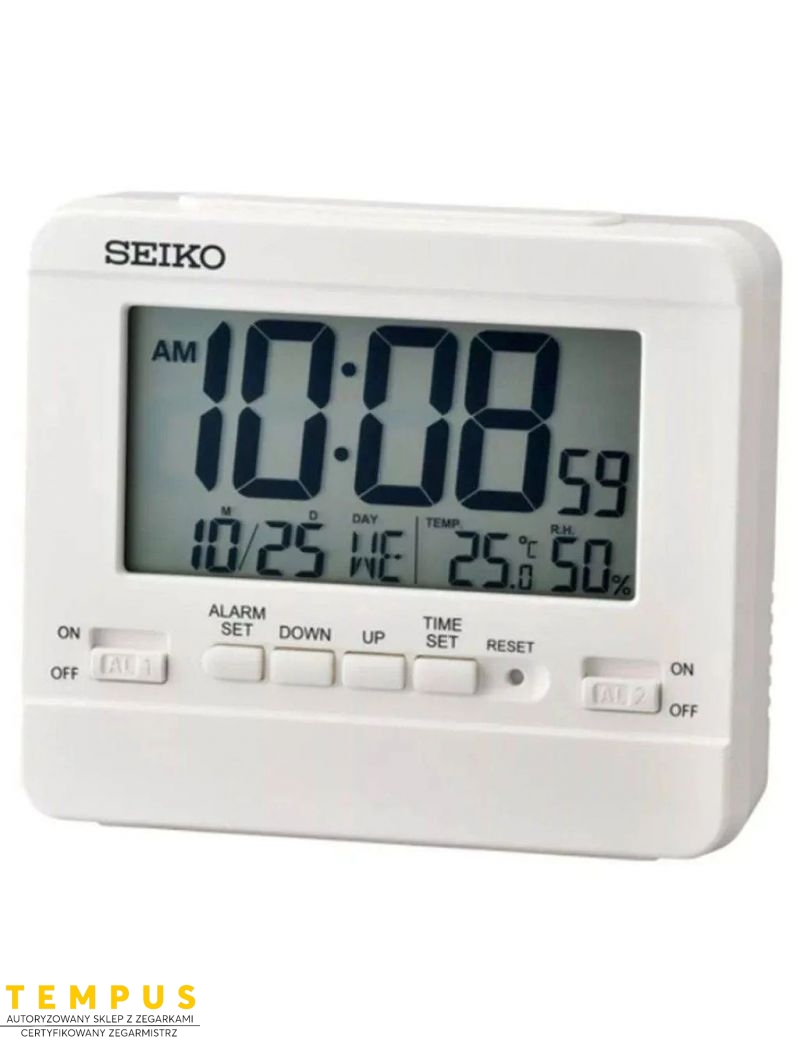 Seiko Qhl086W Budzik cyfrowy z termometrem i higrometrem - Zegarki SEIKO