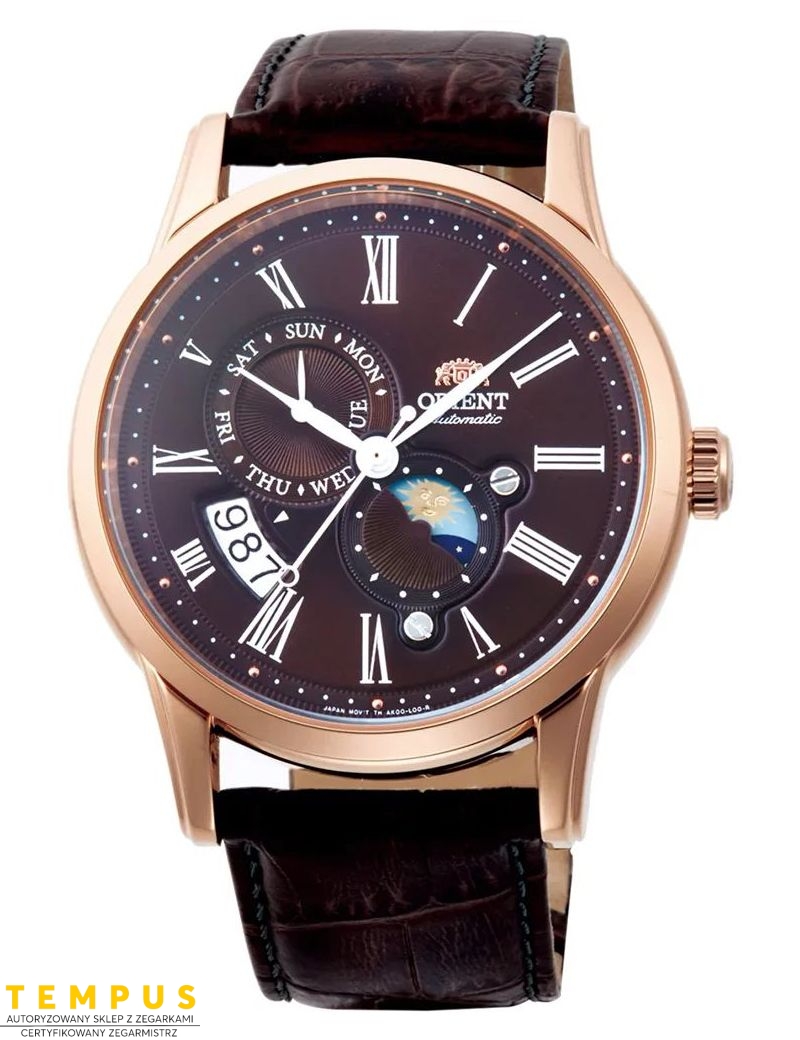 Zegarek klasyczny, elegancki męski ORIENT RA-AK0009T10B Sun & Moon Automatic - Zegarki ORIENT