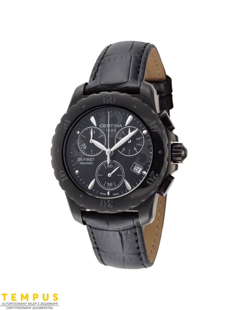 Certina DS First Black Dial Ladies Chrono/Leather C538.7084.46.61 - Zegarki CERTINA