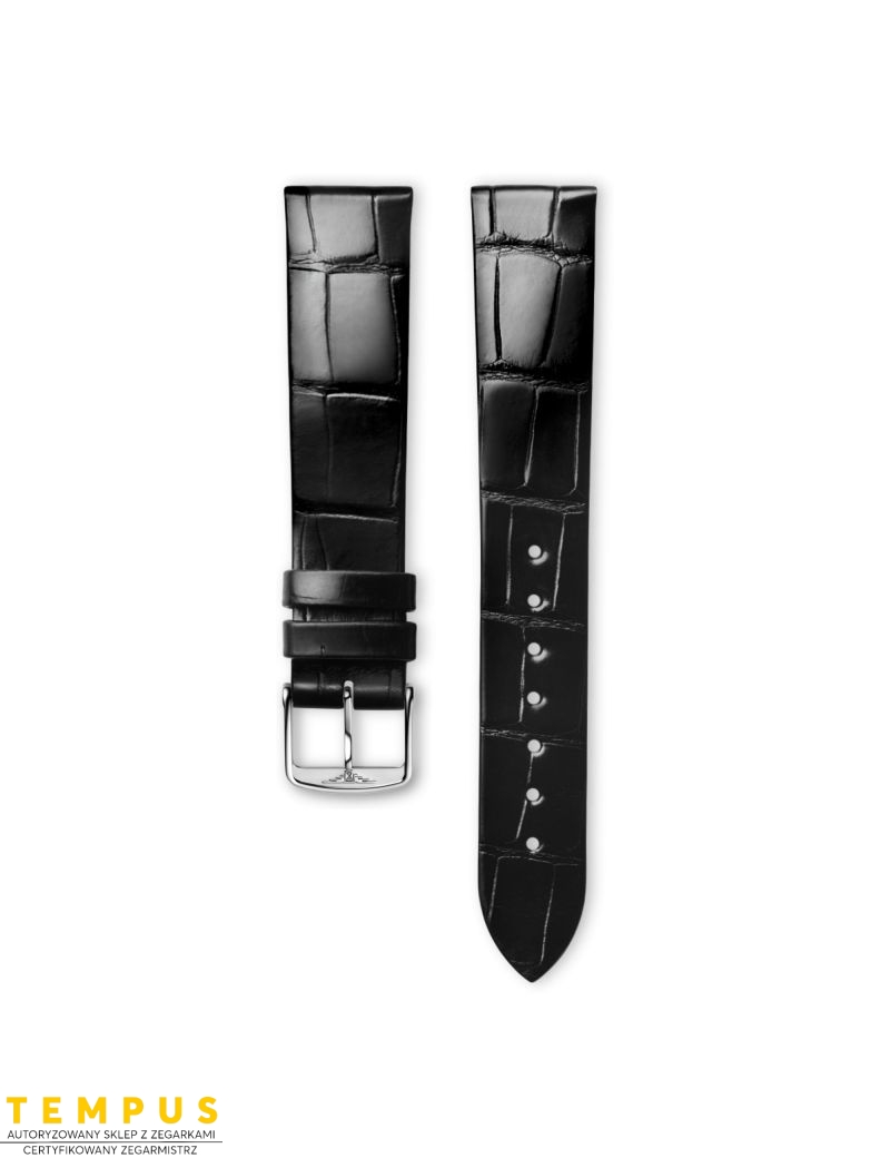 Pasek Longines błyszczący czarny ze skóry aligatora L682111473 - LONGINES - paski do zegarków