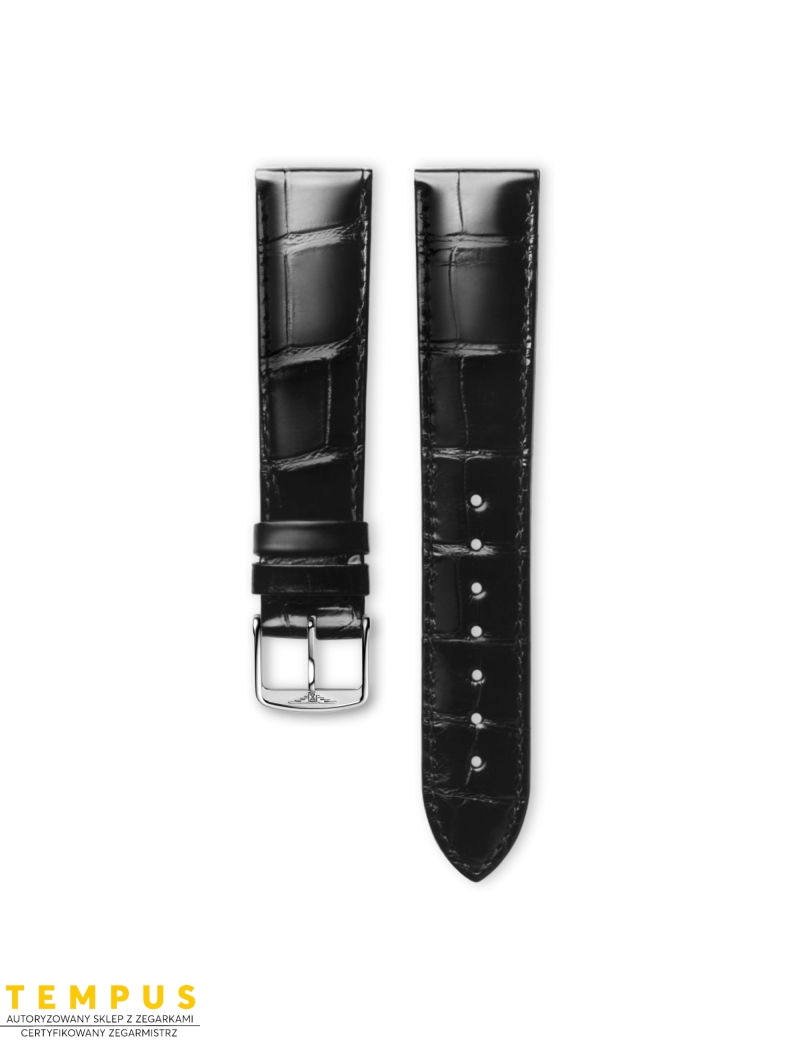 Pasek Longines błyszczący czarny ze skóry aligatora L682134845 - LONGINES - paski do zegarków