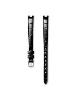 Pasek Longines błyszczący czarny ze skóry aligatora L682145982 - LONGINES - paski do zegarków