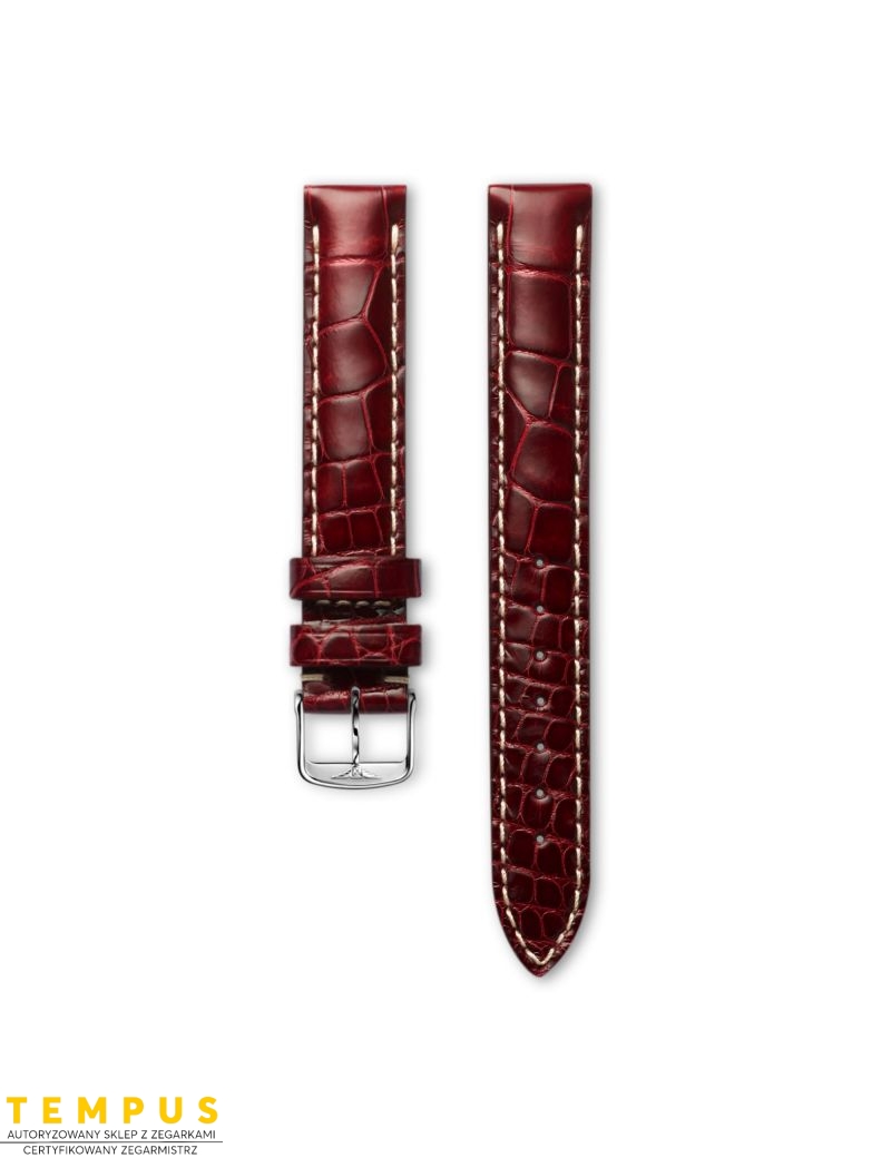 Pasek Longines błyszczący bordowy ze skóry aligatora L682110751 - LONGINES - paski do zegarków Pasek Longines błyszczący bordowy ze skóry aligatora L682110751 - LONGINES - paski do zegarków