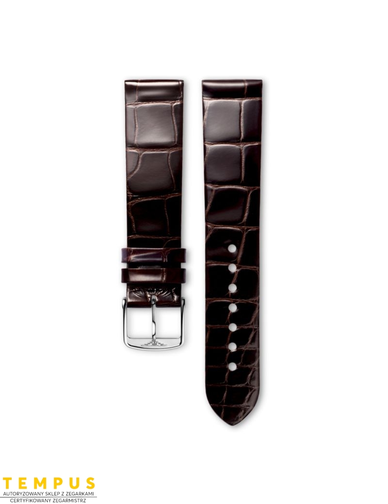 Pasek Longines błyszczący brązowy ze skóry aligatora L682110115 - LONGINES - paski do zegarków