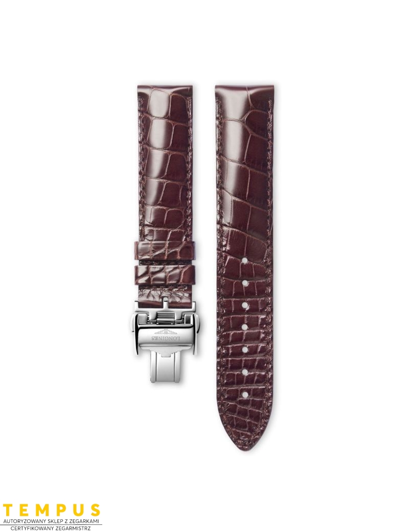 Pasek Longines błyszczący brązowy ze skóry aligatora L682121345 - LONGINES - paski do zegarków Pasek Longines błyszczący brązowy ze skóry aligatora L682121345 - LONGINES - paski do zegarków