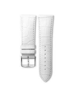Pasek Longines błyszczący biały ze skóry aligatora L682121810 - LONGINES - paski do zegarków