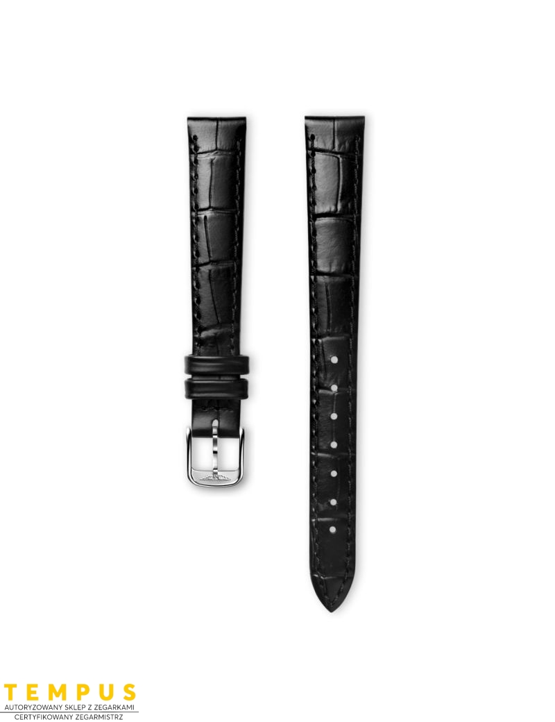 Pasek Longines matowy czarny ze skóry aligatora L682101113 - LONGINES - paski do zegarków