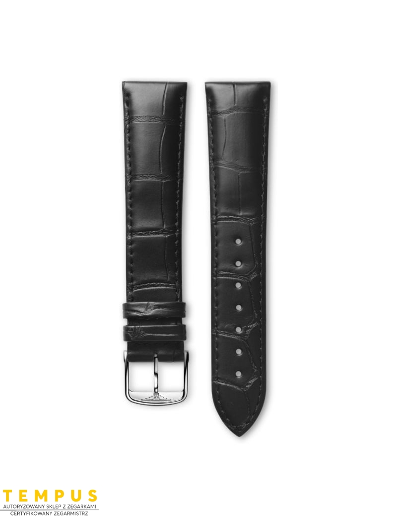 Pasek Longines matowy czarny ze skóry aligatora L682101140 - LONGINES - paski do zegarków