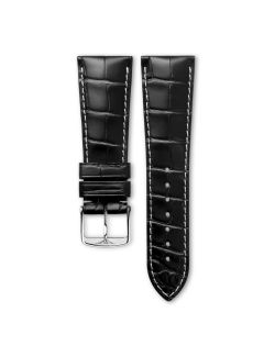 Pasek Longines matowy czarny ze skóry aligatora L682120260 - LONGINES - paski do zegarków